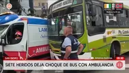 Siete heridos deja choque de bus con ambulancia en San Isidro