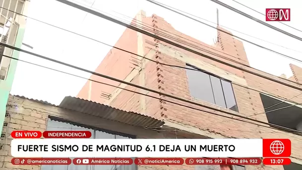 Sismo de 6.1 en Lima deja un muerto tras caída de pared en Independencia. Foto: Canal N / América Noticias Sismo de 6.1 en Lima deja un muerto tras caída de pared en Independencia. Foto: Canal N / América Noticias