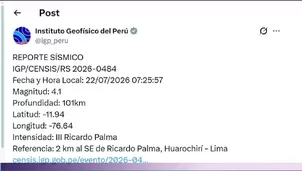 Un sismo de magnitud 4.1 se registró la mañana de este miércoles en Huarochirí, informó el Instituto Geofísico del Perú (IGP) a través del Centro Sismológico Nacional./ Video: Canal N