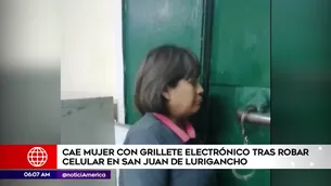 Mujer con grillete electrónico robó un celular en San Juan de Lurigancho. Foto: América Noticias