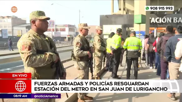 Fuerzas Armadas y Policía resguardan estación del Metro en San Juan de Lurigancho. Foto: América Noticias