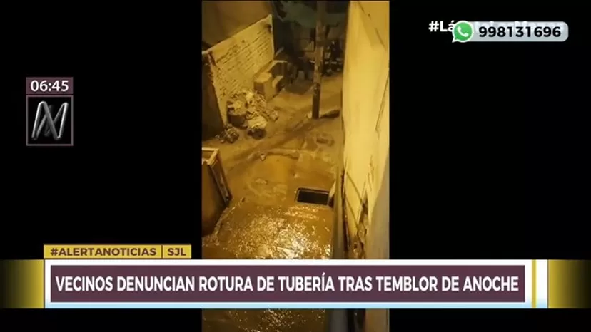 SJL: Vecinos denunciaron rotura de tubería tras temblor en Lima