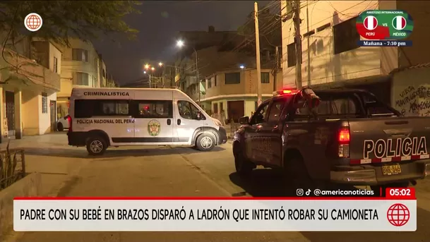 Padre dispara a ladrón que intentó robar su vehículo en San Juan de Miraflores. Foto: América Noticias Padre dispara a ladrón que intentó robar su vehículo en San Juan de Miraflores. Foto: América Noticias