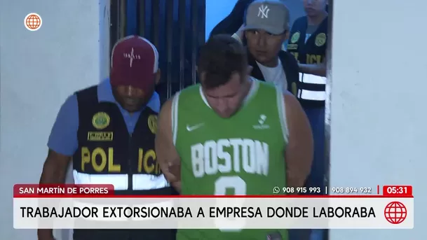 San Martín de Porres: Trabajador extorsionaba a empresa donde laboraba. Foto: América Noticias