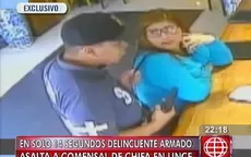 Video muestra como en tan solo 14 segundos delincuente armado asalta a comensal  - Noticias de chifa
