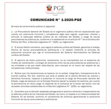 Procurador general señala que su puesto no depende de la confianza de la ministra de Justicia