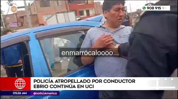 Policía atropellado por chofer ebrio continúa en UCI. Foto: América Noticias