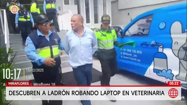 Capturan a sujeto que intentó robar una laptop dentro de veterinaria en Miraflores. Foto: América Noticias Capturan a sujeto que intentó robar una laptop dentro de veterinaria en Miraflores. Foto: América Noticias