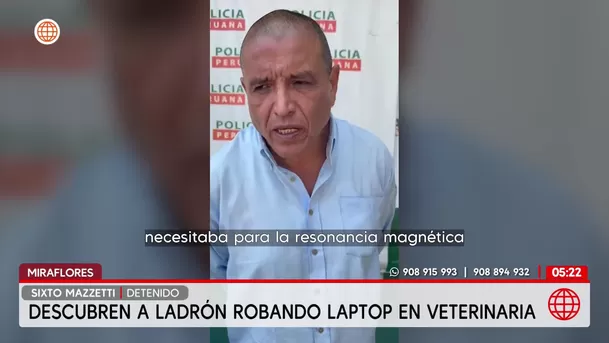 Capturan a sujeto que intentó robar una laptop dentro de veterinaria en Miraflores. Foto: América Noticias Capturan a sujeto que intentó robar una laptop dentro de veterinaria en Miraflores. Foto: América Noticias
