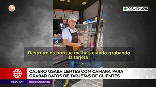 Cajero usaba lentes con cámara para grabar datos de tarjetas. Foto y video: América Noticias