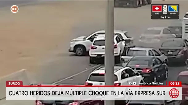 Surco: Choque múltiple deja cuatro heridos en Vía Expresa Sur. Foto: América Noticias Surco: Choque múltiple deja cuatro heridos en Vía Expresa Sur. Foto: América Noticias