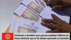 Sujeto intentó estafar a banco con billetes falsos. Foto y video: América Noticias