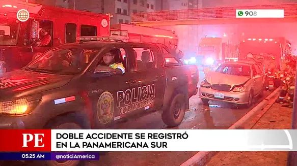 Doble accidente de tránsito en la Panamericana Sur. Foto: América Noticias