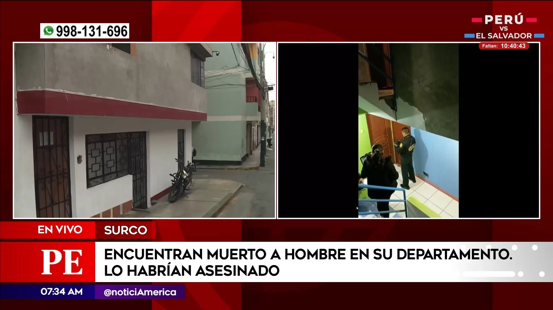 Hallan muerto a hombre en su departamento en Surco. Foto: América Noticias