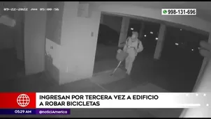 Dos delincuentes ingresaron a un edificio multifamiliar y se llevaron una bicicleta valorizada en más de mil soles. 