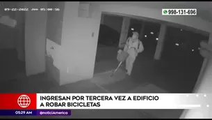 Dos delincuentes ingresaron a un edificio multifamiliar y se llevaron una bicicleta valorizada en más de mil soles. 