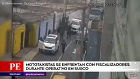 Mototaxistas se enfrentaron con fiscalizadores en Surco. Foto: América Noticias