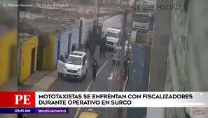 Mototaxistas se enfrentaron con fiscalizadores en Surco. Foto: América Noticias