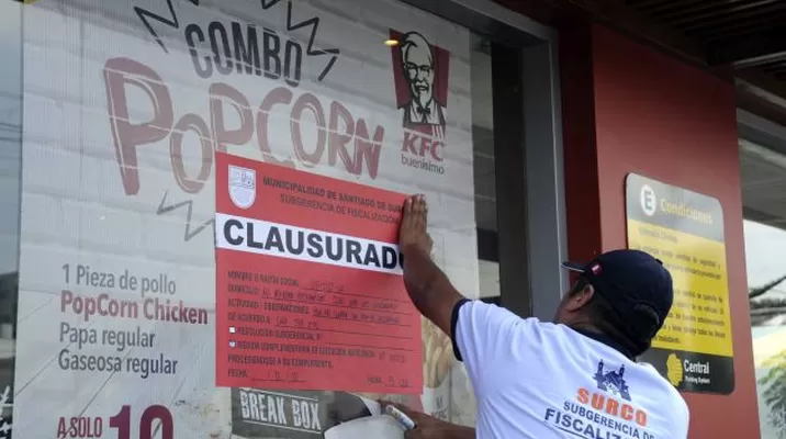 Foto: Municipalidad de Surco / KFC permanecerá cerrado hasta cuando se subsanen las observaciones. Foto: Municipalidad de Surco / KFC permanecerá cerrado hasta cuando se subsanen las observaciones.