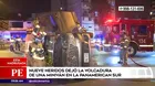 Surco: Nueve heridos tras volcadura de miniván en la Panamericana Sur