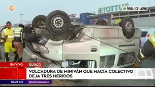 Miniván se volcó en Surco. Foto y video: América Noticias