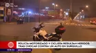 Surquillo: Policía motorizado chocó aparatosamente contra un taxi