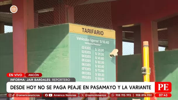 Suspenden cobro de peaje en Pasamayo y la variante. Foto: América Noticias Suspenden cobro de peaje en Pasamayo y la variante. Foto: América Noticias