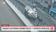 Tanqueta sin frenos causa destrucción en Chorrillos