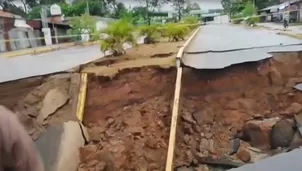 Pista colapsó en Tarapoto.