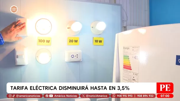Tarifa eléctrica bajará hasta 3,5 % este mes en todo el país. Foto: América Noticias