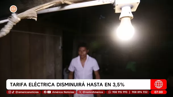 Tarifa eléctrica bajará hasta 3,5 % este mes en todo el país. Foto: América Noticias