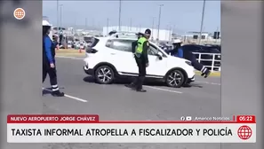 Taxista atropella a policía y fiscalizador en aeropuerto Jorge Chávez. Foto y video: América Noticias