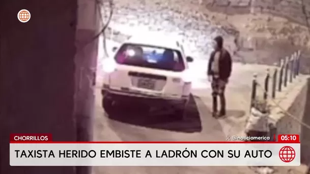 Taxista herido embiste a ladrón con su auto en Chorrillos. Foto: América Noticias