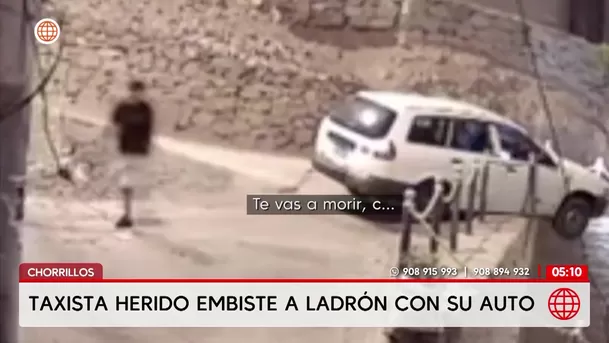Taxista herido embiste a ladrón con su auto en Chorrillos. Foto: América Noticias