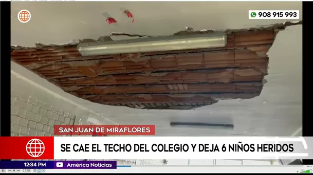 Techo de colegio cae y deja 6 niños heridos en San Juan de Miraflores. Foto: América Noticias