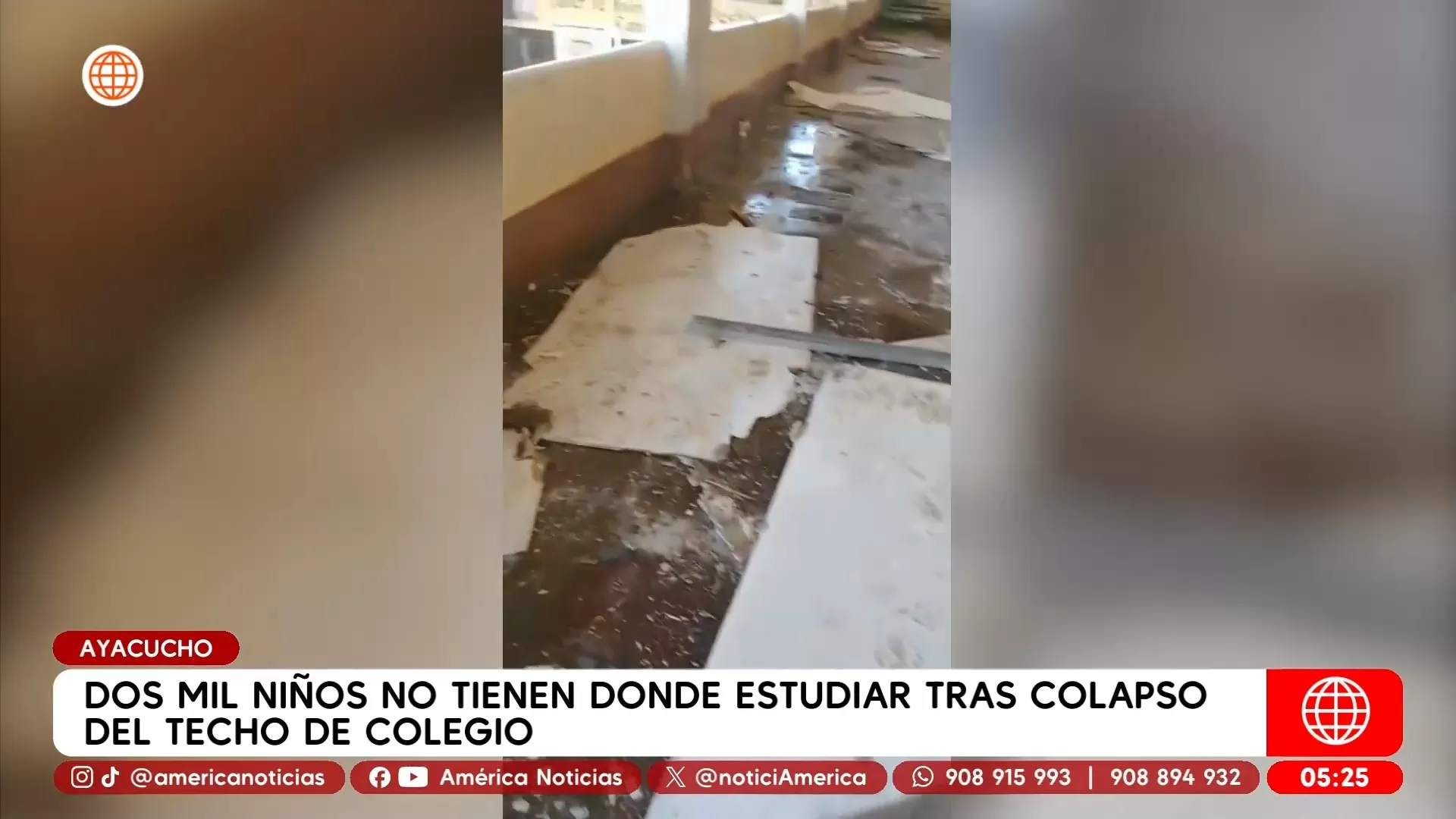 Niños no tienen dónde estudiar tras colapso del techo del colegio en Ayacucho. Foto: América Noticias Niños no tienen dónde estudiar tras colapso del techo del colegio en Ayacucho. Foto: América Noticias