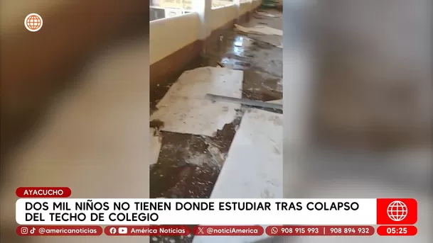 Niños no tienen dónde estudiar tras colapso del techo del colegio en Ayacucho. Foto: América Noticias Niños no tienen dónde estudiar tras colapso del techo del colegio en Ayacucho. Foto: América Noticias