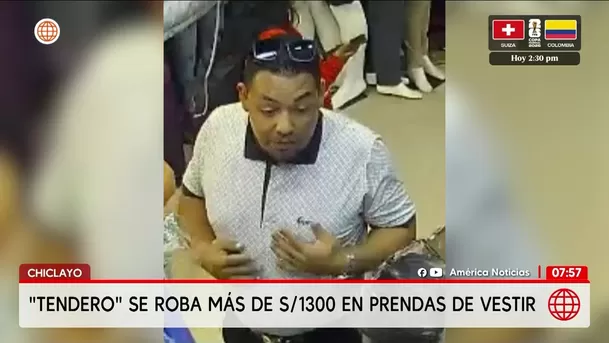 Tendero roba más de 1300 soles en ropa en Chiclayo. Foto: América Noticias Tendero roba más de 1300 soles en ropa en Chiclayo. Foto: América Noticias