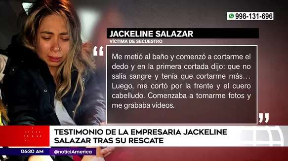 Testimonio de Jackeline Salazar tras su liberación. Foto: Unidad de investigación