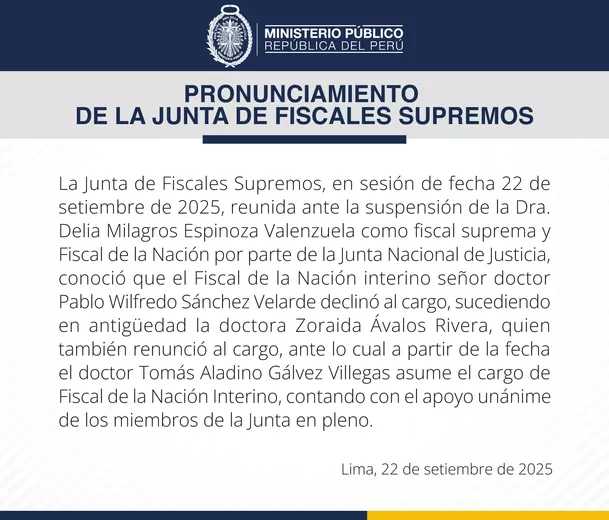 Comunicado de la Junta de Fiscales Supremos