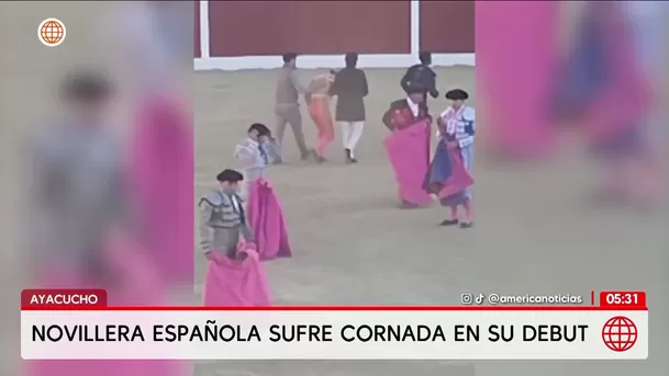 Novillera española sufre cornada en su debut en Ayacucho. Foto: América Noticias Novillera española sufre cornada en su debut en Ayacucho. Foto: América Noticias
