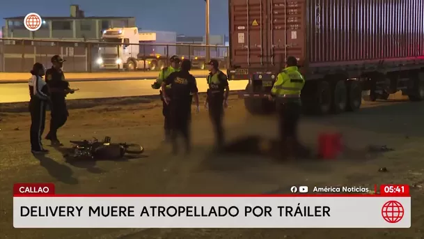 Trabajador de delivery murió tras ser atropellado por un tráiler en el Callao. Foto: América Noticias
