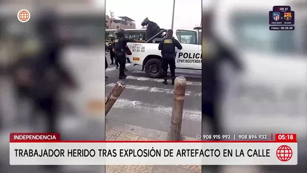 Trabajador de limpieza herido tras explosión de artefacto en Independencia. Foto: América Noticias