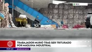 Trabajador murió tras ser triturado por máquina industrial