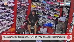 Trabajador roba S/140 mil en zapatillas en Cercado de Lima. Foto y video: América Noticias