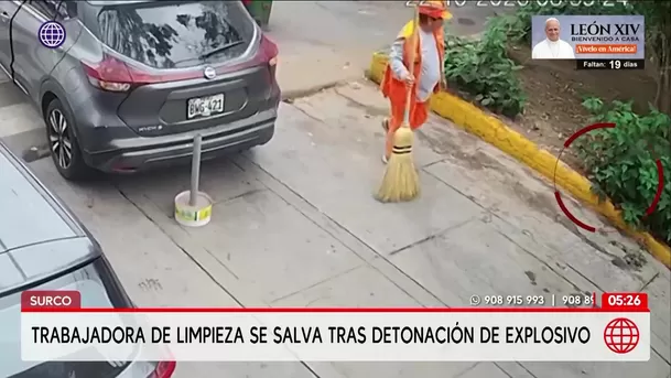 Trabajadora de limpieza resulta ilesa tras detonación en Surco. Foto: América Noticias Trabajadora de limpieza resulta ilesa tras detonación en Surco. Foto: América Noticias