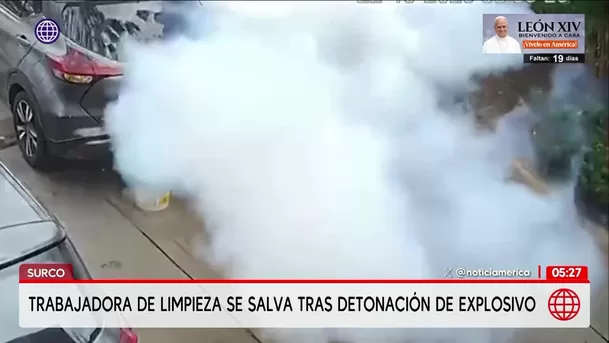 Trabajadora de limpieza resulta ilesa tras detonación en Surco. Foto: América Noticias Trabajadora de limpieza resulta ilesa tras detonación en Surco. Foto: América Noticias
