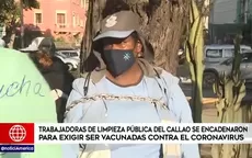 Trabajadoras de limpieza pública del Callao se encadenaron para exigir ser vacunadas contra el COVID-19 - Noticias de limpieza