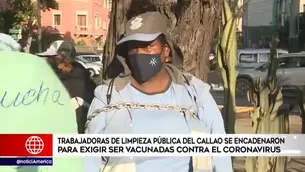 Protesta de trabajadoras de limpieza del Callao. América Noticias