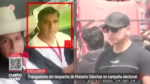 Trabajadores del despacho del congresista Roberto Sánchez, candidato presidencial por Juntos por el Perú, participaron en actividades políticas durante el horario laboral. Video: Cuarto Poder